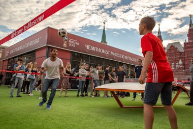 Kızıl Meydan, Moskova, Rusya - 07 Temmuz 2018: Park Meydanı ' nda Dünya Kupası FIFA 2018 Rusya'da bir fudball