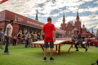 Kızıl Meydan, Moskova, Rusya - 07 Temmuz 2018: Park Meydanı ' nda Dünya Kupası FIFA 2018 Rusya'da bir fudball