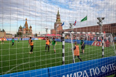 Kızıl Meydan, Moskova, Rusya - 07 Temmuz 2018: Park Meydanı ' nda Dünya Kupası FIFA 2018 Rusya'da bir fudball