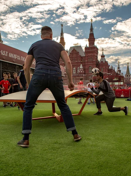 Kızıl Meydan, Moskova, Rusya - 07 Temmuz 2018: Park Meydanı ' nda Dünya Kupası FIFA 2018 Rusya'da bir fudball