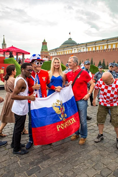 Moskva Rusko Července 2018 Fanoušci Mistrovství Světa 2018 Rudém Náměstí — Stock fotografie