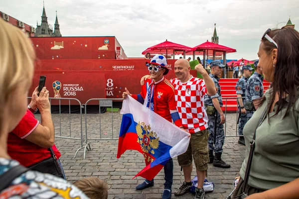 Fanoušci v centru Moskvy — Stock fotografie