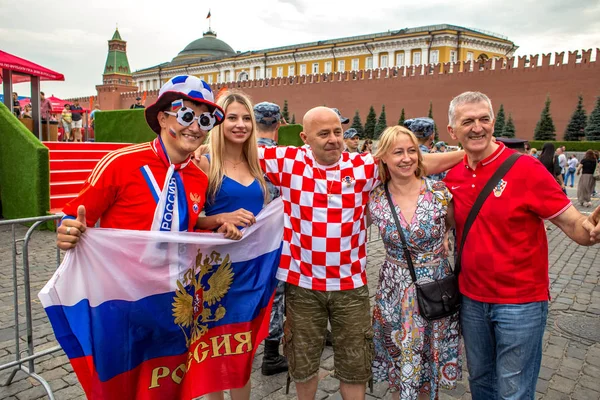 Fanoušci v centru Moskvy — Stock fotografie