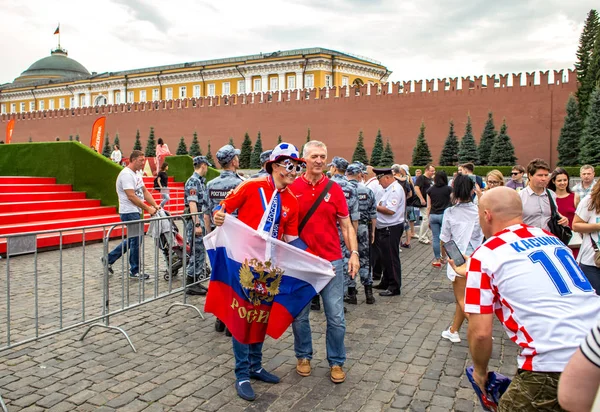 Fanoušci v centru Moskvy — Stock fotografie