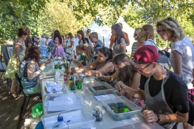 Moskova, Rusya - 11 Ağustos 2018: Yarışmalar ve ödüller Türkiye Krasnaya Presnya park Festivali