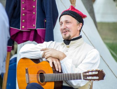 Moskova, Rusya - 14 Ağustos 2018: Moskova Paris, 1812-1814. İnsanlar bir Festivali'nde kez ve devirlerde Tverskoy Bulvarı'ndaki