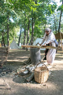 Moskova, Rusya - 17 Ağustos 2018: Eski Rusya 10.asır. festival kez ve dönemini Chistoprudny Bulvarı'nda