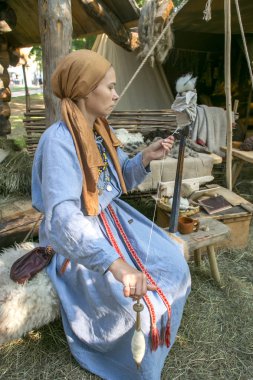 Moskova, Rusya - 17 Ağustos 2018: Eski Rusya 10.asır. festival kez ve dönemini Chistoprudny Bulvarı'nda