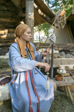 Moskova, Rusya - 17 Ağustos 2018: Eski Rusya 10.asır. festival kez ve dönemini Chistoprudny Bulvarı'nda