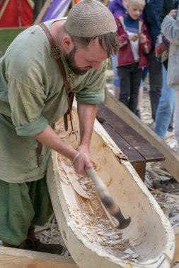 Moskova, Rusya - 22 Ağustos 2018: Eski Rusya 10.asır. festival kez ve dönemini Chistoprudny Bulvarı'nda