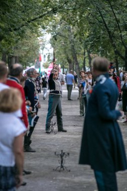 Moskova, Rusya - 20 Ağustos 2018: Paris, Vatanseverlik Savaşı 1812 Moskova'ya. Süvariler kez Festivali'nde ve dönemini Tverskoy Bulvarı'nda