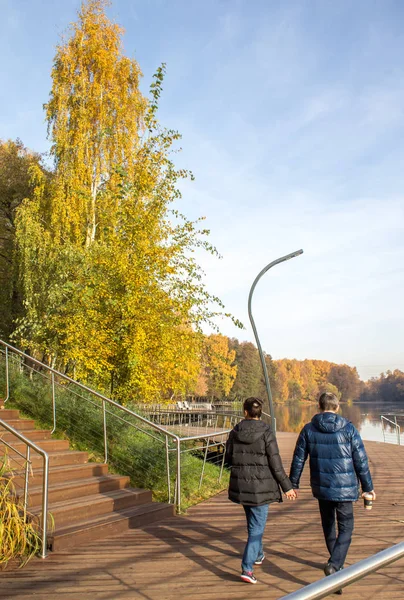 Ochtend Herfst Park Aan Oever Van Rivier Pehorka — Stockfoto