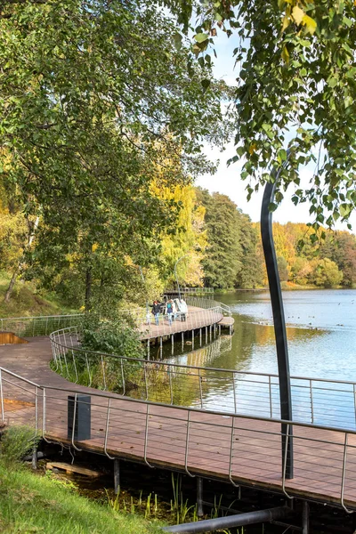 Holzdamm Auf Dem Fluss Pehorka Warmen Herbst — Stockfoto