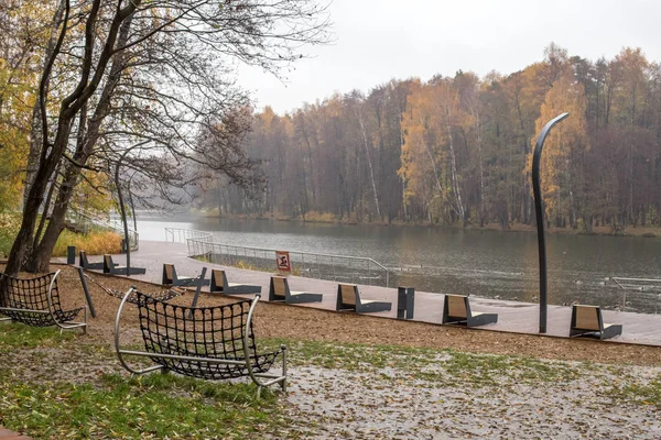 Autumn Landscape Pekhorka River Cloudy Cold Afternoon — Stock Photo, Image