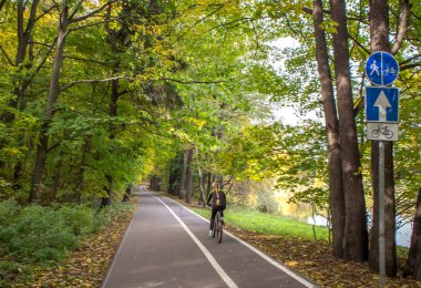 Golden leaf fall sıcak Ekim altında orman park Izmailovo sonbahar geldi