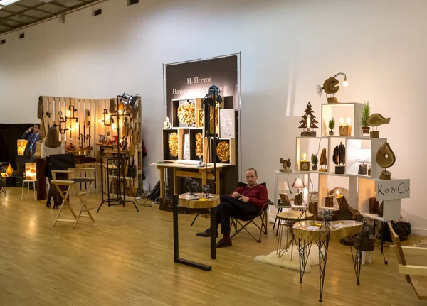 Moskau Russland Dezember 2018 Eröffnung Der Ausstellung Holzarbeiten Zentralen Haus — Stockfoto