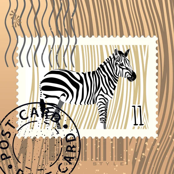 Znaczek Zebra Wektor Ilustracja — Wektor stockowy