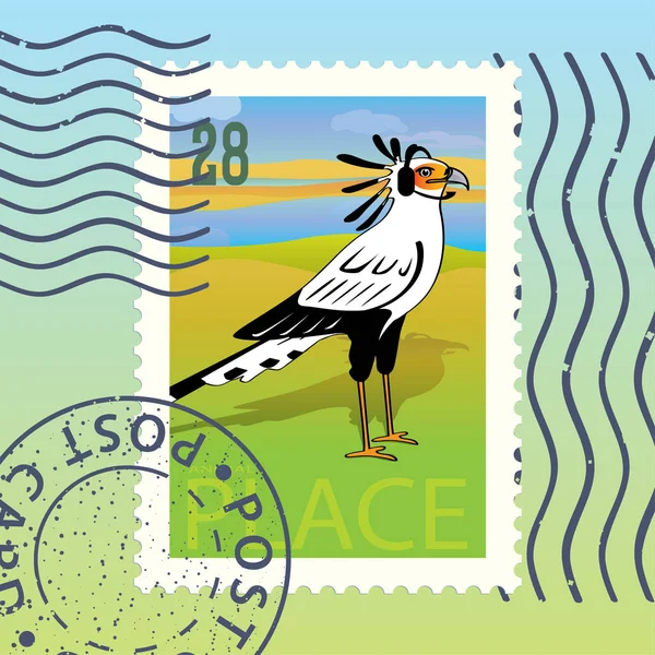 Sello Postal Con Ave Vector Ilustración — Vector de stock