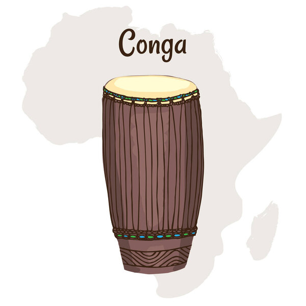 Конга традиционных африканских барабанных инструментов
