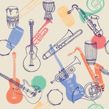 Çeşitli müzik aletleri ile Seamless modeli