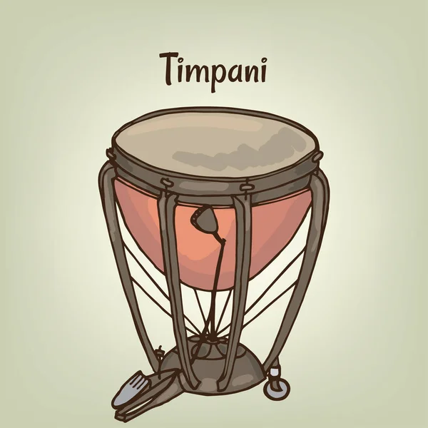 Timpani Tambor Africano Tradicional Desenhado Mão Fundo Pastel —  Vetores de Stock