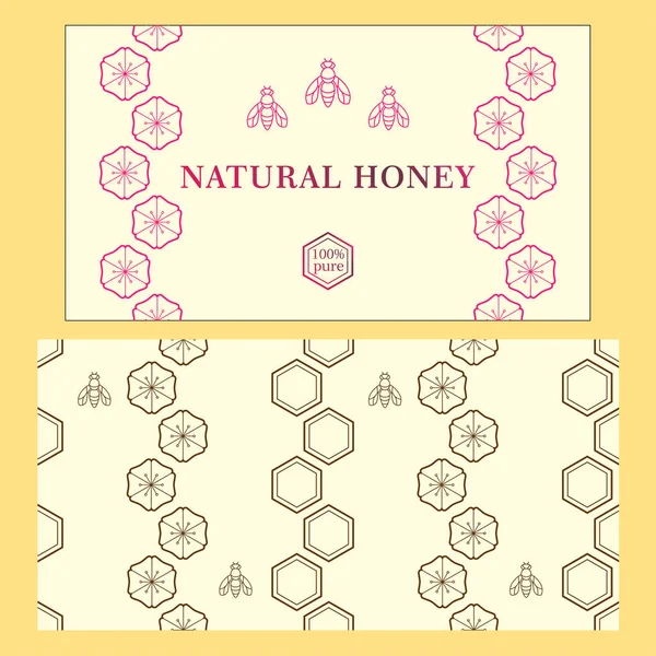 Simple Colorful Honey Label Orange Background — Stock Vector