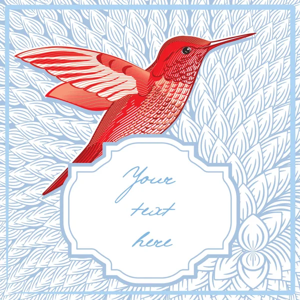 Carte Vœux Avec Colibri Rouge Oiseau Vecteur Illustration — Image vectorielle