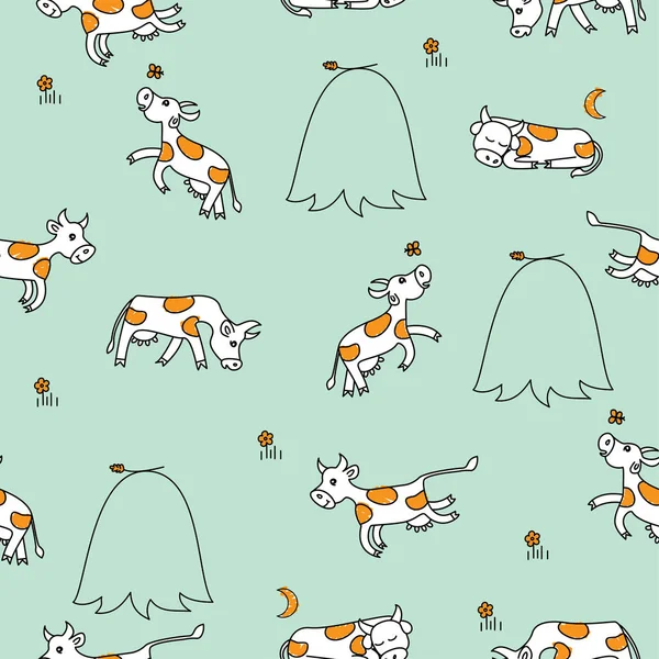 Seamless Pattern Cows Vector Illustration — Stock Vector