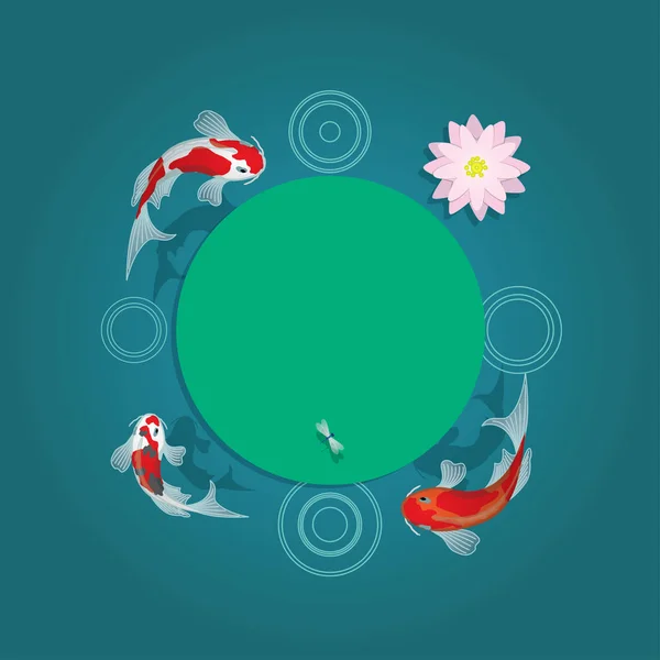 Koi Swim Clear Water Banner — Stock Vector