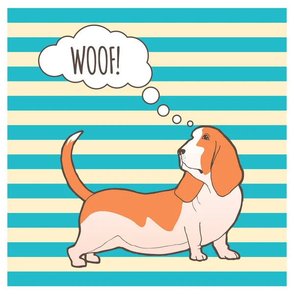Söt Basset Hund Teckning Vektorillustration — Stock vektor