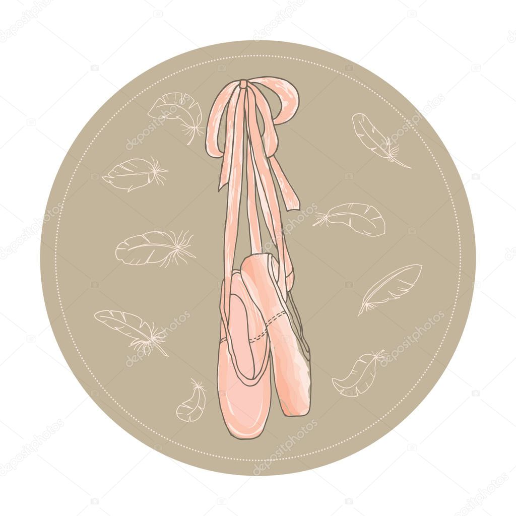 ballet pointe shoes emblem vector illustration