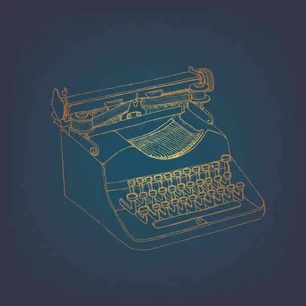 Vintage Typewriter Blue Background Vector Illustration — Stock Vector