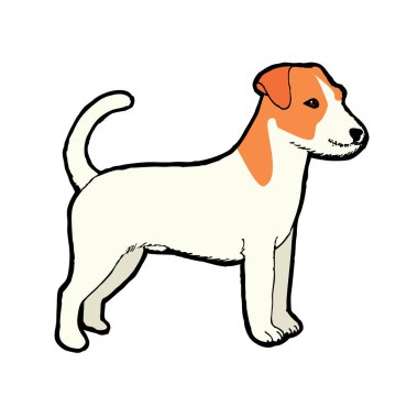 Jack Russell Terrier köpek doğurmak. Anahat vektör çizim.