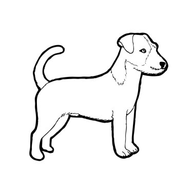 Jack Russell Terrier köpek doğurmak. Anahat vektör çizim.