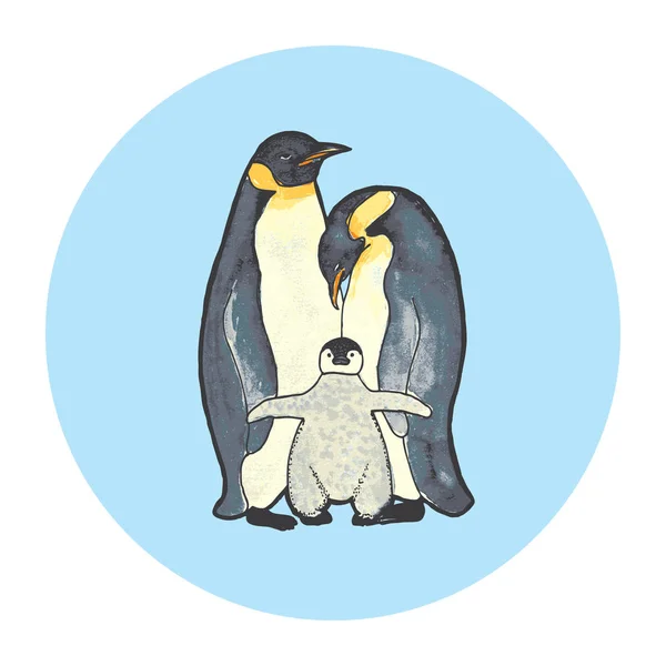 Pinguïns Familie Vectorillustratie — Stockvector