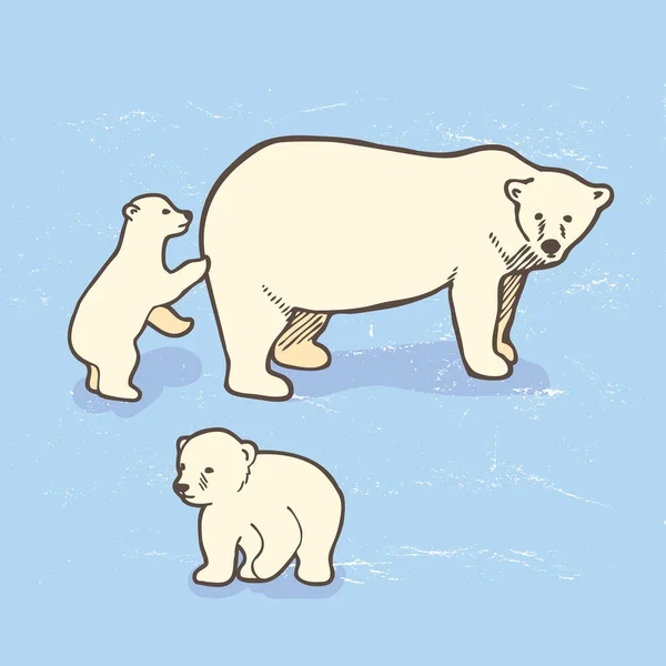 Urso Polar Com Filhotes Brincar Desenho Ilustração Vetorial —  Vetores de Stock