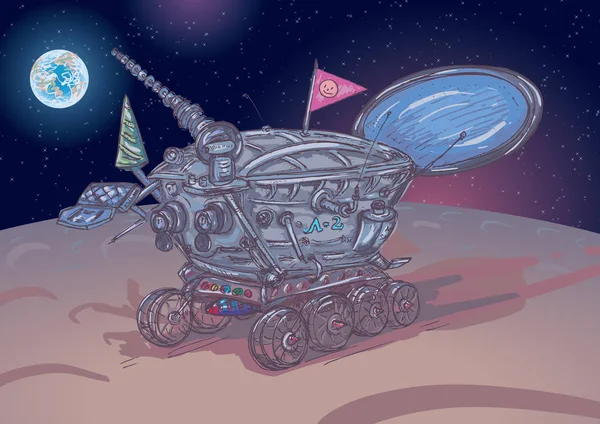 Σελήνη Rover Πολύχρωμο Χώρο Φόντο — Διανυσματικό Αρχείο
