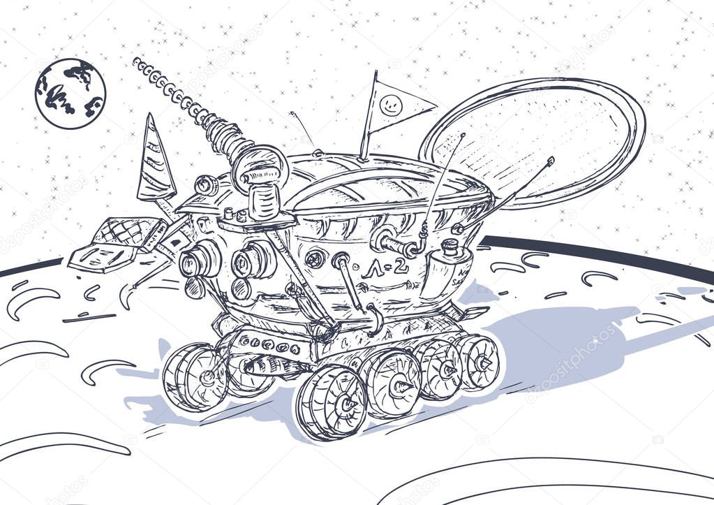 moon rover on white space background