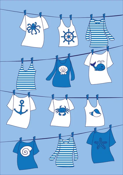Παιδί Ρούχα Για Άπλωμα Φόντο Του Ουρανού Χωρίς Ραφή Πρότυπο — Διανυσματικό Αρχείο