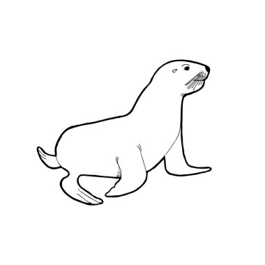 Vektör çizim mühür. Beyaz arka plan üzerinde çizim anahat