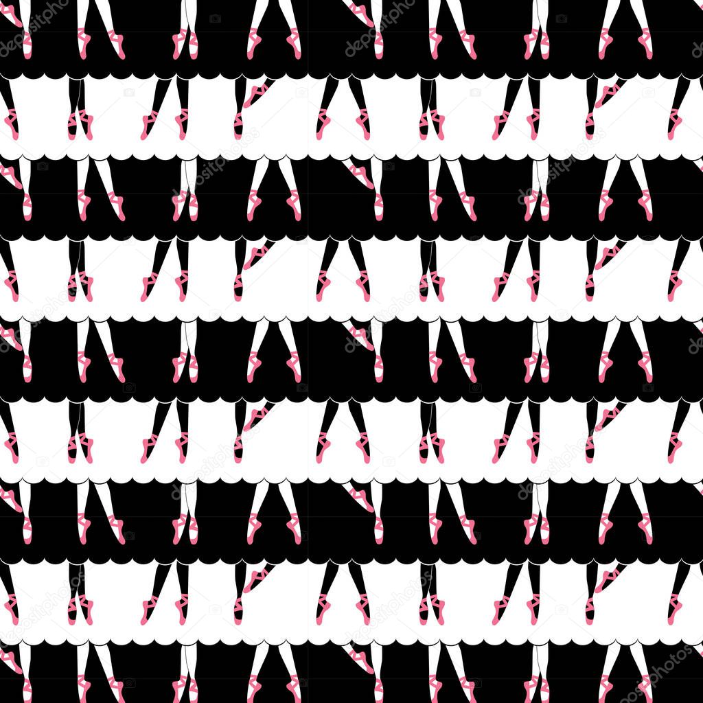 Vector illustration of colorful pattern with legs of female ballet dancers 