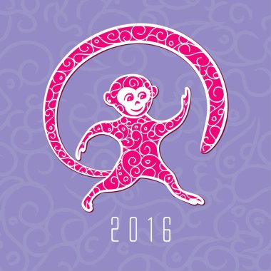 Mutlu yeni yıl poster ile maymun