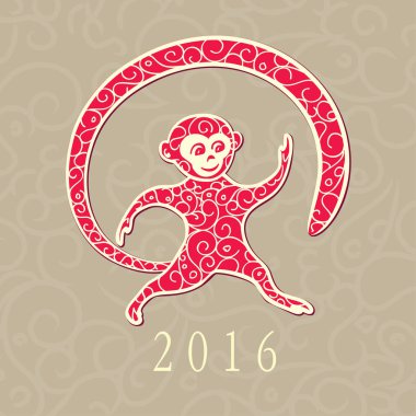 Mutlu yeni yıl poster ile maymun