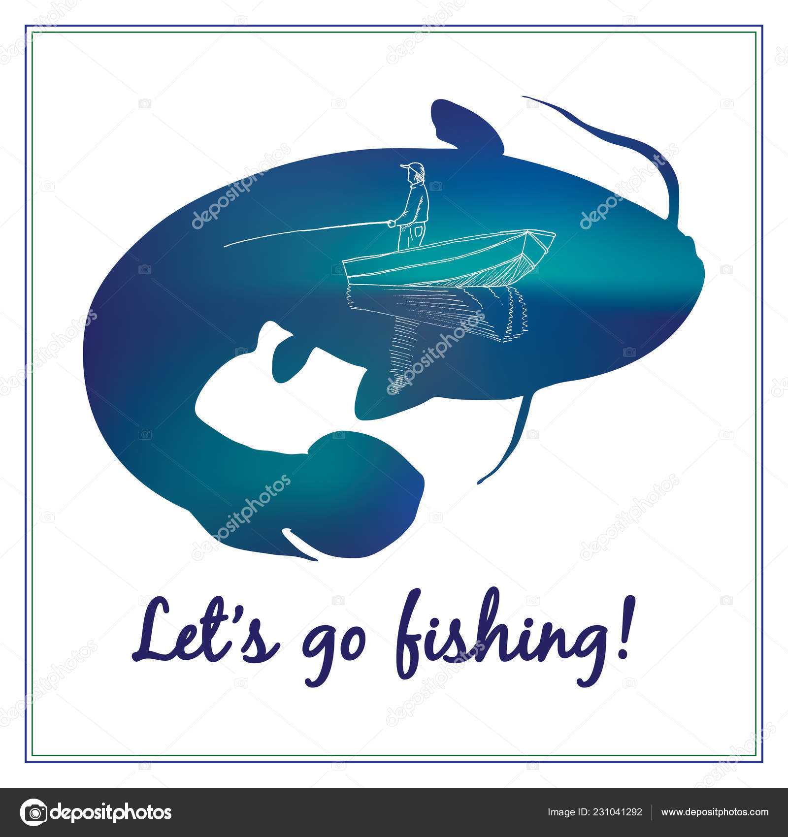 Download Hand Drawn Fish Logo Vintage Style Let Fishing Text Man Vector Image By C Virivlev Vector Stock 231041292