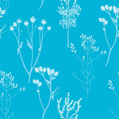 Kış çiçekleri. Seamless modeli. Çizilmiş vektör çizim el.