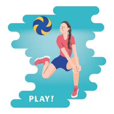 Voleybol.Alıcı oyuncu. Vektör çizimi.