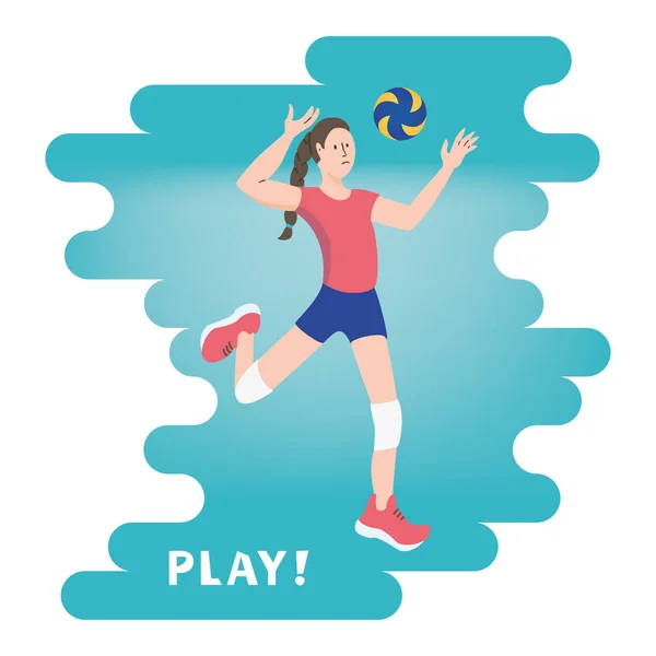 Volleyball Player Ttack Hit Vector Illustration — Stock Vector