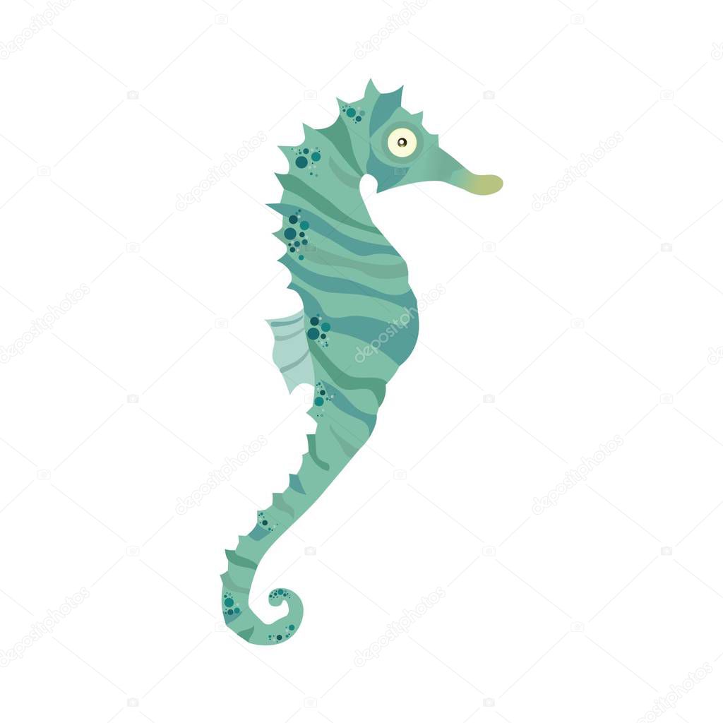 Green seahorse. Stylized illustration.