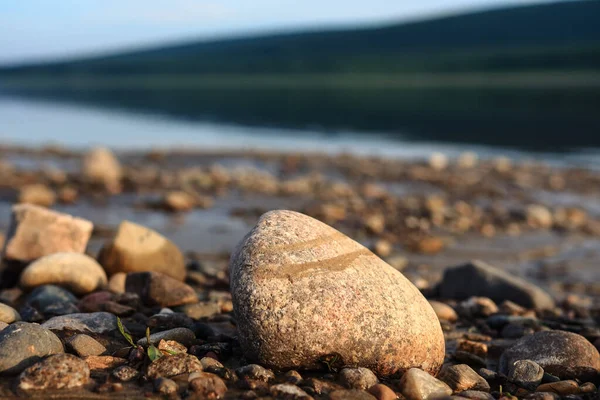 Yakutia 'da yaz günbatımında Rocky River Bankası