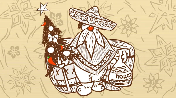 Санта Клаус Мексиканском Стиле Вектор Полностью — стоковый вектор